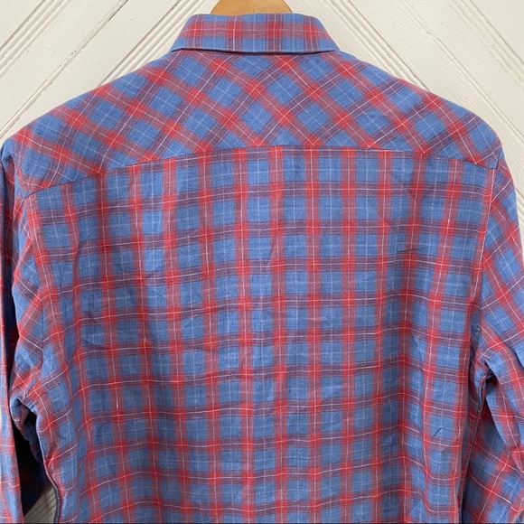 Zachary Prell Plaid Linen Button Down Shirt - Picture 11 of 12